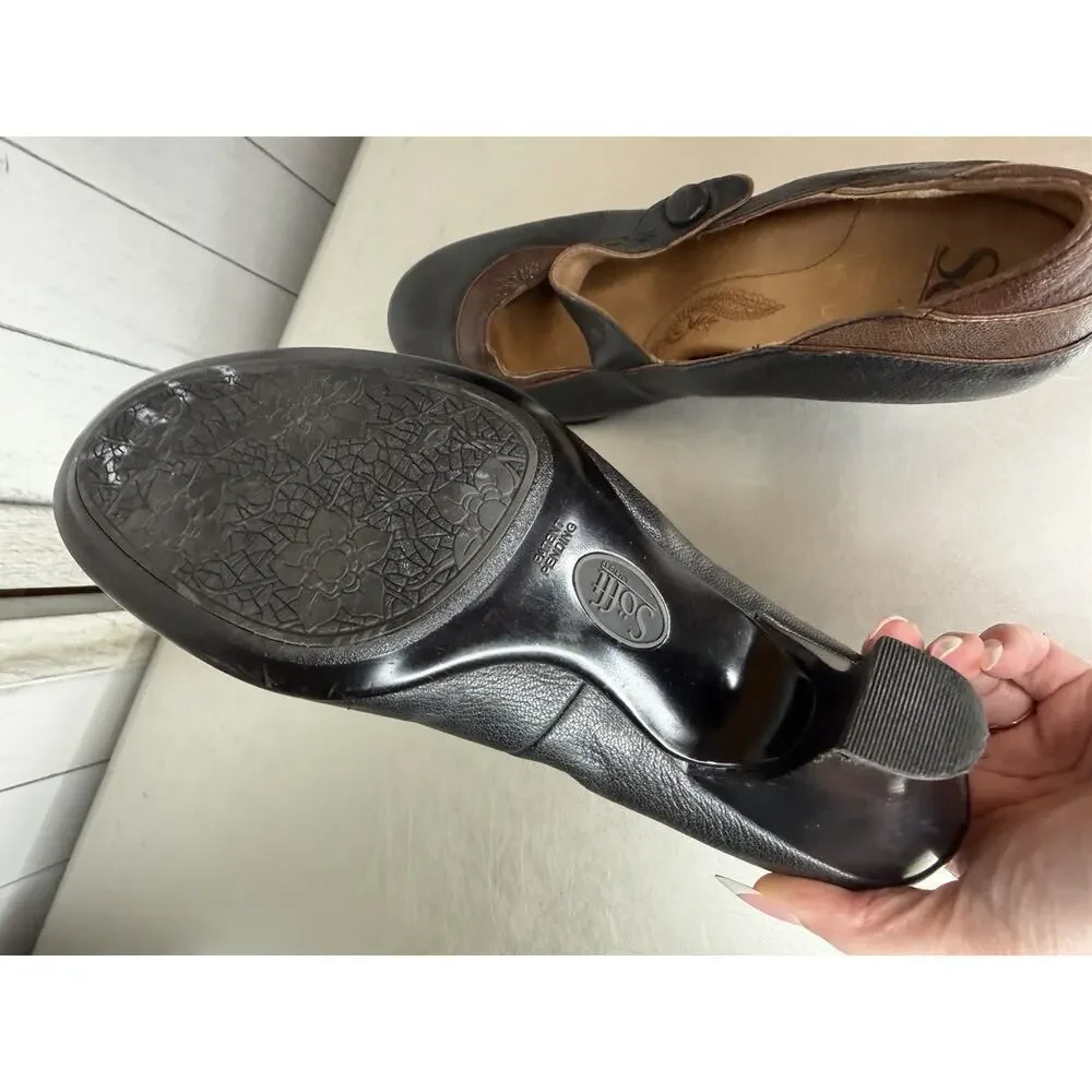 Söfft Mary Jane Heels Women Viva Shoes Black Brown Black Leather Salsa Sz 8.5